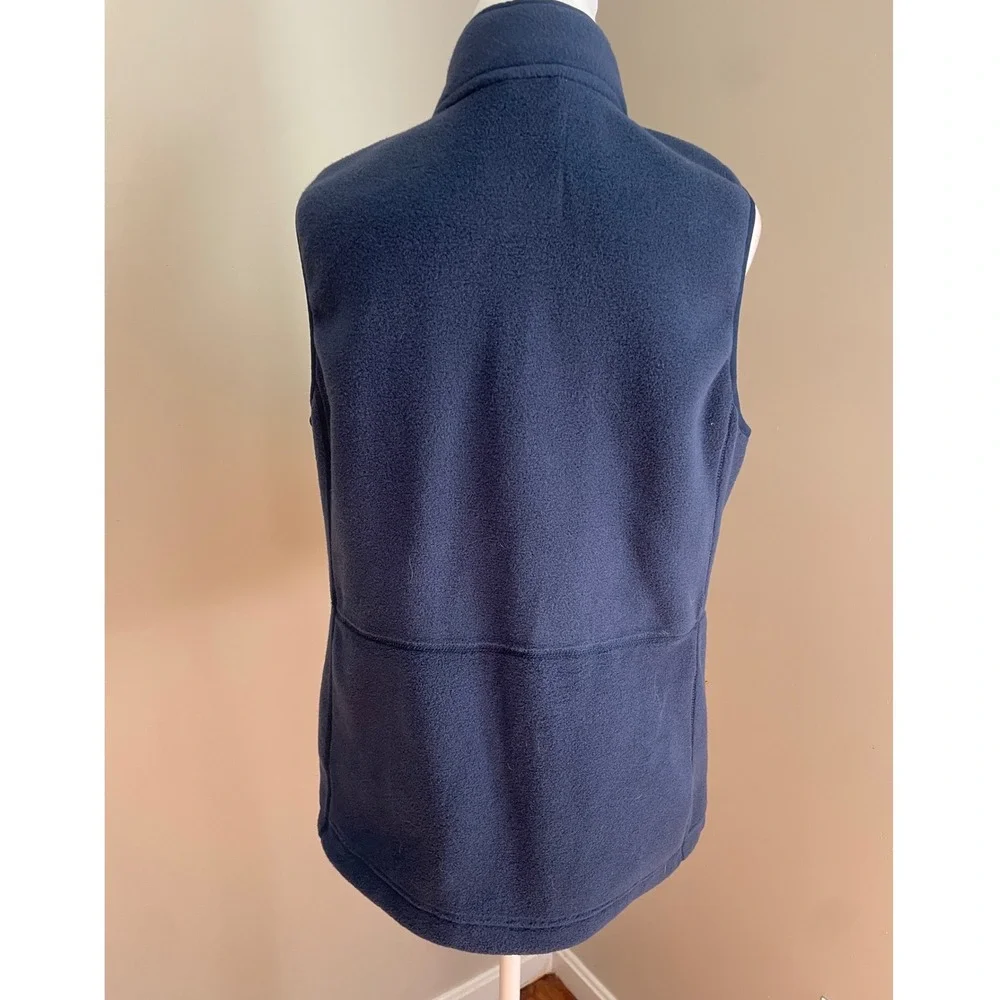 L.L. Bean Women M Fleece Vest Navy Blue Zip‎ Mariners Club Logo Boat Gorpcore *